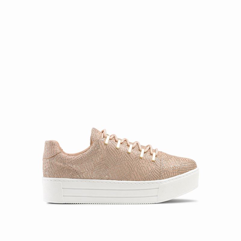 Russell & Bromley Barfly Womens Lace Flatform Sneakers Pink |IRO4083PZ|